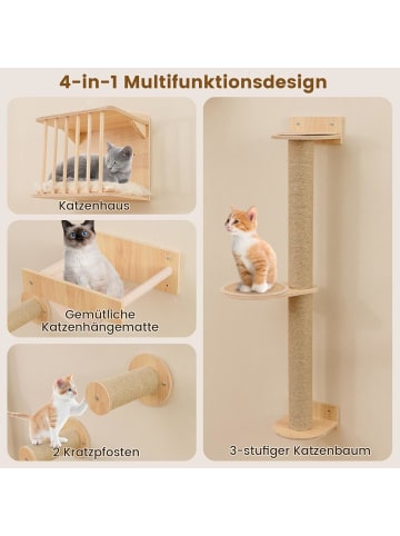 COSTWAY 5 PCS Kletterwand Katzen in Hellbraun