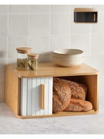 Praknu Brotkasten Groß aus FSC® Holz mit Schiebetür - Brotaufbewahrung