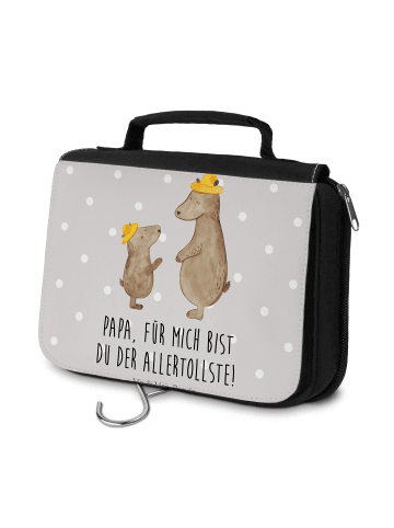 Mr. & Mrs. Panda Kulturbeutel Bären mit Hut mit Spruch in Grau Pastell