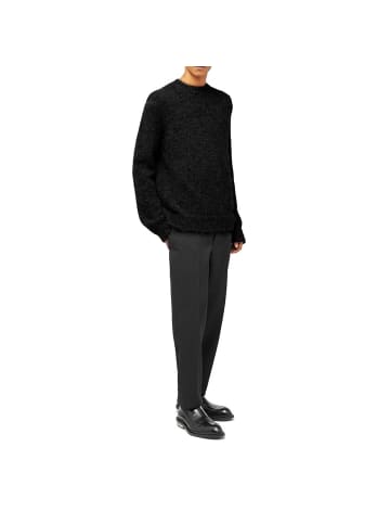 Jil Sander Schwarz Alpaka Leder Sweatshirt