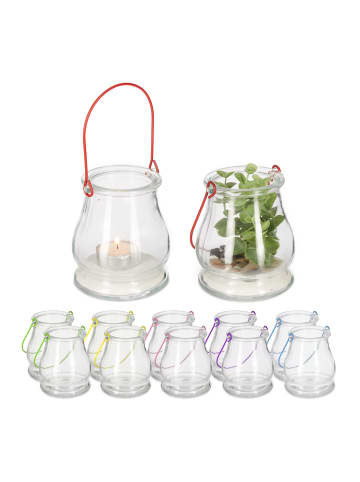 relaxdays 12 x Windlicht in Transparent - (H)10 x Ø 8,5 cm