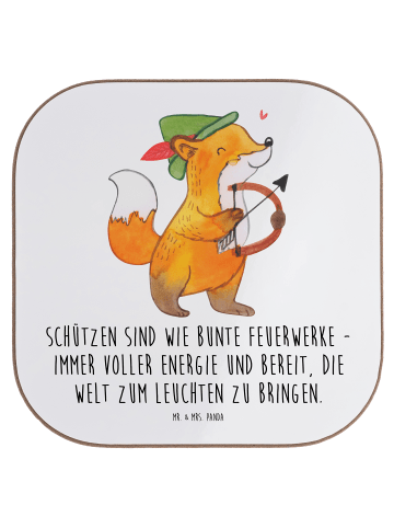 Mr. & Mrs. Panda Untersetzer Schütze Astrologie mit Spruch in Weiß