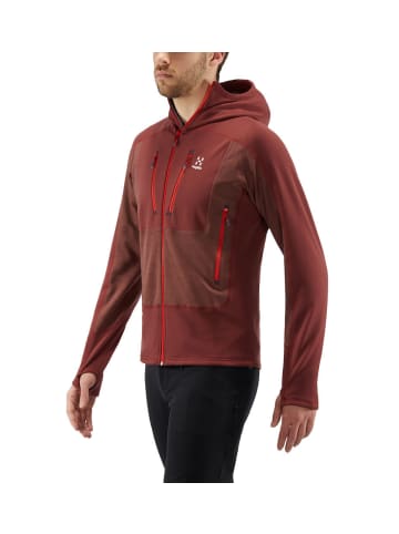 Haglöfs Fleecejacke Serac Hood in Maroon Red/Habanero