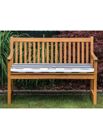 Beliani Gartenbank VIVARA in Braun/Weiß/Blau - (W) 120 x (H) 88 x (L) 61 cm