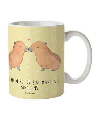 Mr. & Mrs. Panda Becher Capybara Liebe mit Spruch in Gelb Pastell