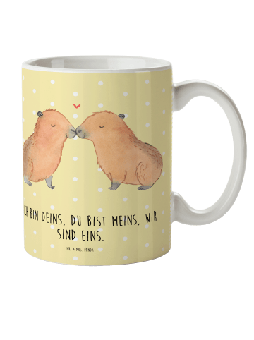 Mr. & Mrs. Panda Kindertasse Capybara Liebe mit Spruch in Gelb Pastell