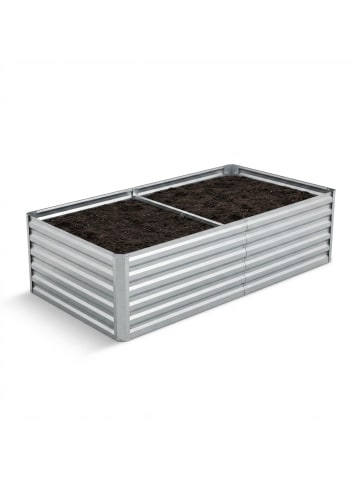 relaxdays Hochbeet in Silber - (B)180 x (H)57 x (T)90 cm