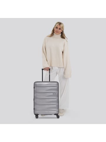 Bergpfeil Travel 4-Rollen Trolley M 66 cm mit Dehnfalte in arctic silver metallic