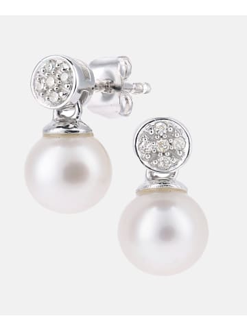Diamant L'éternel Ohrringe aus 375 Weißgold mit 0.05 Karat Diamant mit Perle