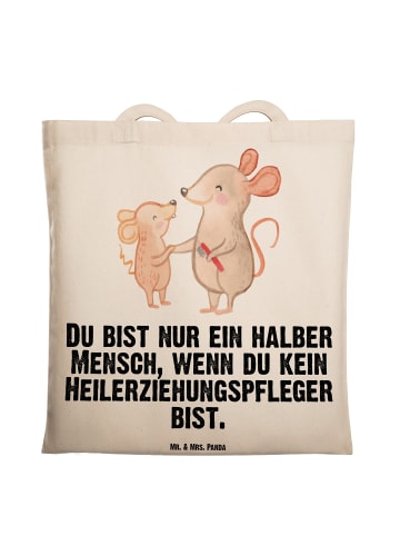 Mr. & Mrs. Panda Shopping Tasche Heilerziehungspfleger Herz mit ... in Creme