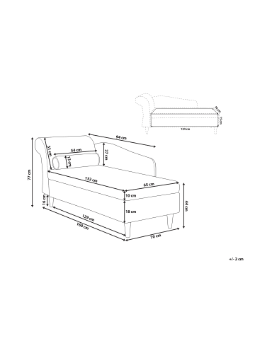 Beliani Chaiselongue LUIRO in Grün/Braun - (W) 160 x (H) 77 x (L) 70 cm