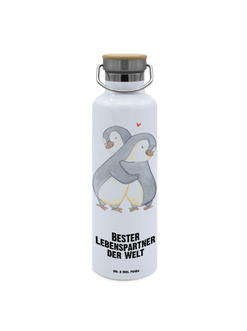Mr. & Mrs. Panda Trinkflasche Pinguin Bester Lebenspartner der W... in Weiß