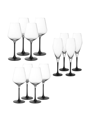 Villeroy & Boch 12er Set Wein- und Sektgläser Manufacture Rock schwarz-transparent in schwarz-transparent