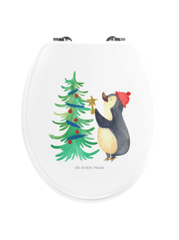 Mr. & Mrs. Panda Motiv WC Sitz Pinguin Weihnachtsbaum ohne Spruch in Weiß