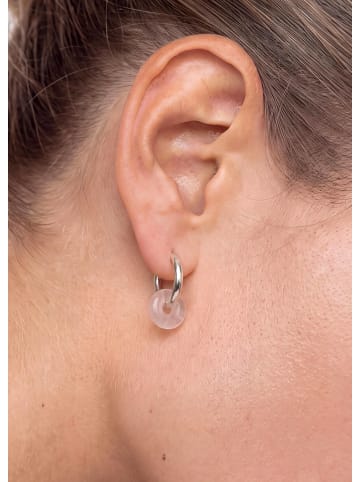 PURELEI Ohrringe Rosenquartz Hoops Silber