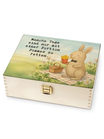 Mr. & Mrs. Panda Teebox Holz Hase Pommes Design mit Spruch in Weiß