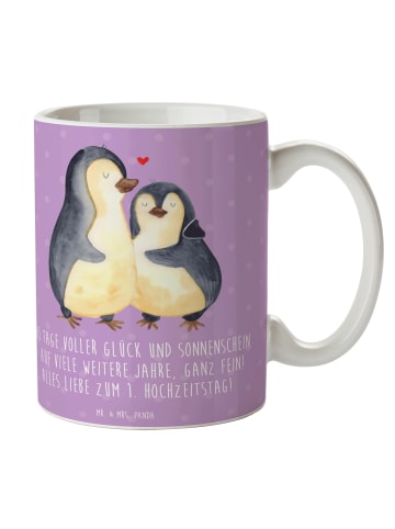 Mr. & Mrs. Panda Tasse 1. Hochzeitstag Papierhochzeit mit Spruch in Lavendeltraum