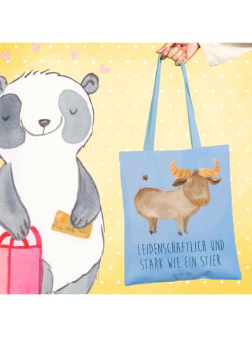 Mr. & Mrs. Panda Tragetasche Sternzeichen Stier mit Spruch in Sky Blue