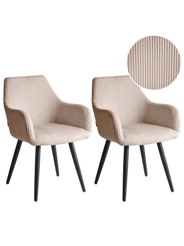 Beliani 2er-Set Esszimmerstuhl MORI in Beige