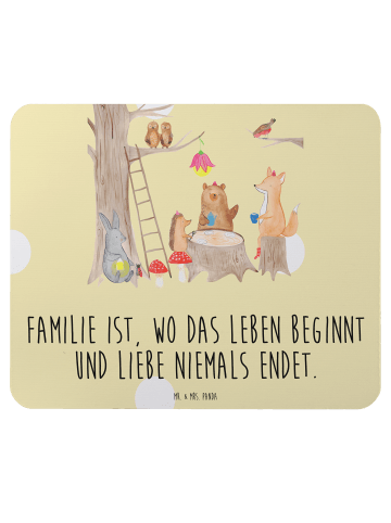 Mr. & Mrs. Panda Mouse Pad Waldtiere Picknick mit Spruch in Gelb Pastell