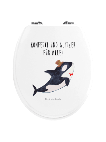 Mr. & Mrs. Panda Toilettensitz Orca Zylinder mit Spruch in Weiß