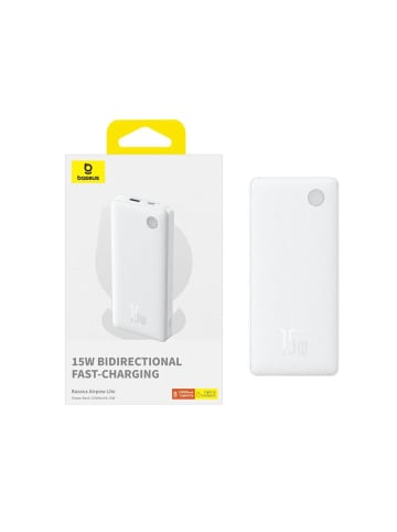 Baseus Airpow Lite 10000mAh Powerbank 15W Kabel Weiß