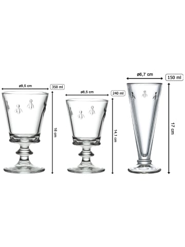 La Rochere 18er Set Wein- und Sektgläser Biene Abeille transparent in transparent