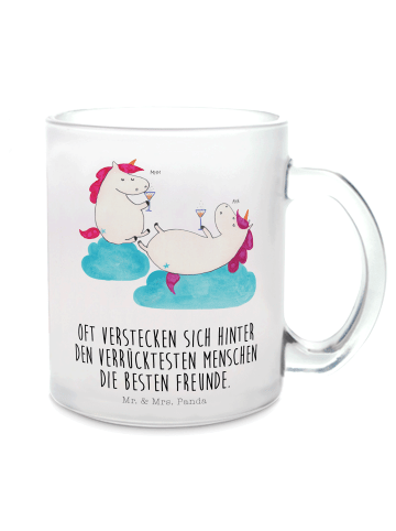 Mr. & Mrs. Panda Motivtasse Einhorn Sekt mit Spruch in Transparent