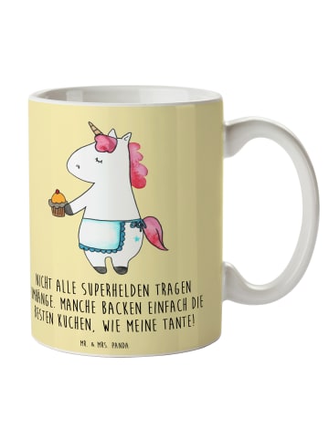 Mr. & Mrs. Panda haferl Super Tante mit Spruch in Gelb Pastell