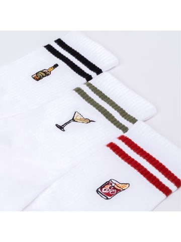 Occulto 3er Pack Motiv Tennissocken mit Streifen Summer in Drinks2