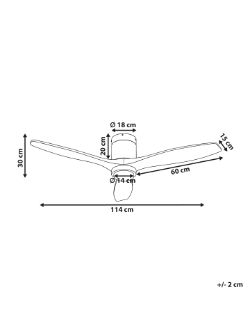 Beliani Deckenventilator mit Licht PIAYE in Braun/Silber - (W) 114 x (H) 30 x (L) 114 cm