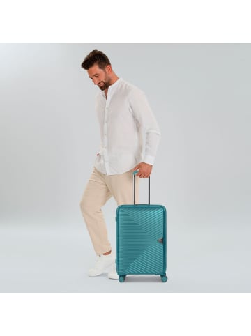 March15 Trading Gotthard Edition 4 Rollen Kabinentrolley 55 cm aqua metallic