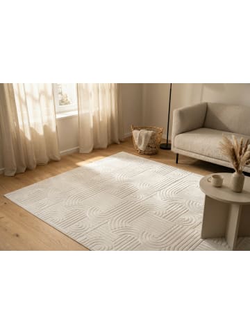 Vivorum Wohnzimmer Teppich – Kurzflorteppich Calma 125 in Weiß