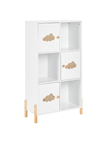 Beliani Bücherregal CLOUDY in Weiß/Braun - (W) 60 x (H) 111 x (L) 30 cm
