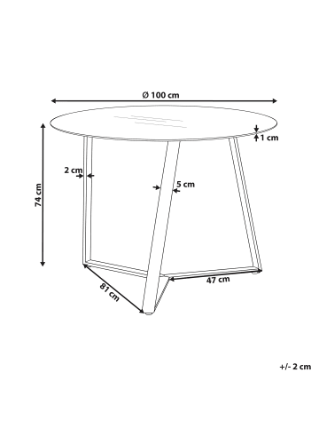 Beliani Esszimmertisch KEBRI in Schwarz - (W) 100 x (H) 74 x (L) 100 cm