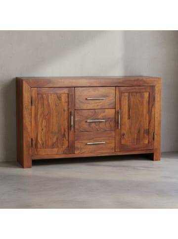 KADIMA DESIGN Sideboard Massivholz Kommode 118 cm 3 Schubladen 2 Türen