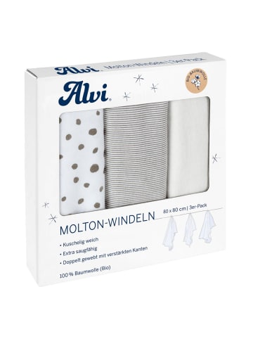 Alvi Moltonwindel / Moltontuch 3er Pack - Organic Cotton in weiss,beige