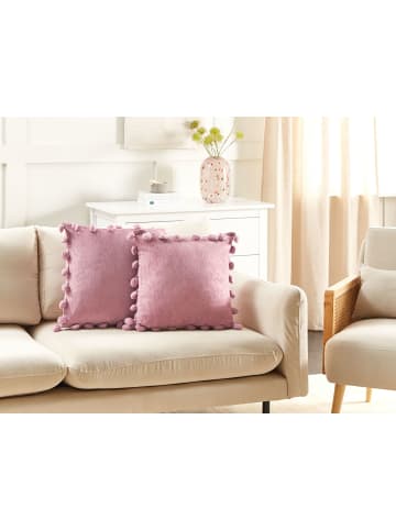 Beliani 2er-Set Dekokissen JASMINE in Rosa