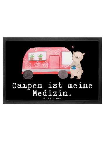 Mr. & Mrs. Panda Fußmatte Bär Camper mit Spruch in Schwarz