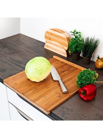 relaxdays Tranchierbrett in Natur - (B)38 x (H)2,5 x (T)45 cm