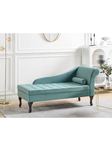 Beliani Chaiselongue PESSAC in Blau/Schwarz - (W) 145 x (H) 71 x (L) 62 cm