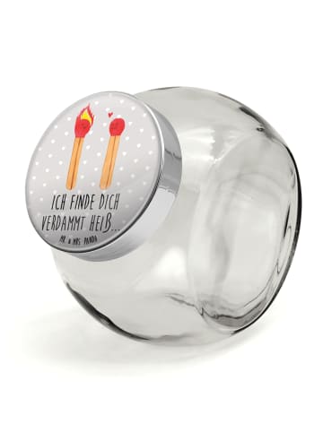 Mr. & Mrs. Panda Bonbonglas Streichhölzer mit Spruch in Grau Pastell