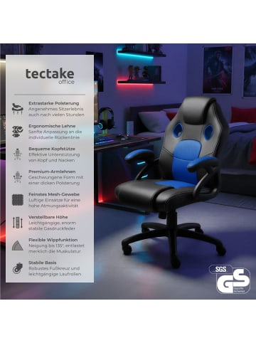 tectake Bürostuhl Mike stufenlos höhenverstellbar, schwarz/blau