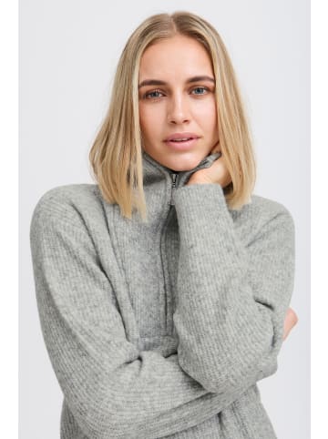 PULZ Jeans PZASTRA Zipper Roll Neck Pullover oversize in Light Grey Melange