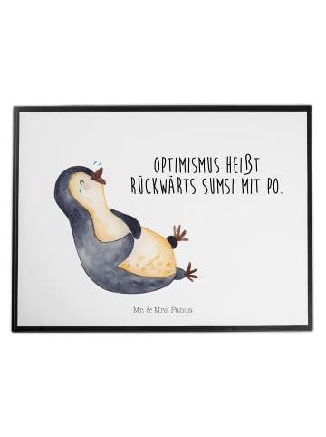Mr. & Mrs. Panda Schreibunterlage Pinguin Lachen mit Spruch in Weiß