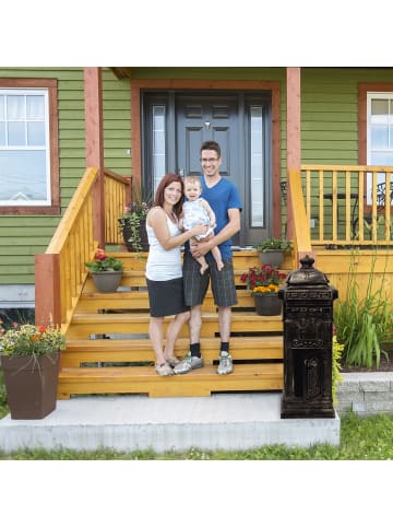 relaxdays Standbriefkasten in Bronze - (B)34,5 x (H)101 x (T)31 cm