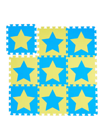 relaxdays 45x Puzzlematte in Blau/ Gelb