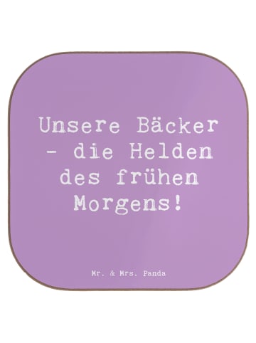 Mr. & Mrs. Panda Glasuntersetzer Spruch Bäcker Helden mit Spruch in Lavendeltraum