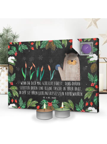 Mr. & Mrs. Panda Kerzen-Adventskalender Otter Stein mit Spruch in Kreidetafel