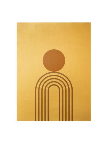 WALLART Leinwandbild Gold - Line Art Kreis und Linien Kupfer in Creme-Beige